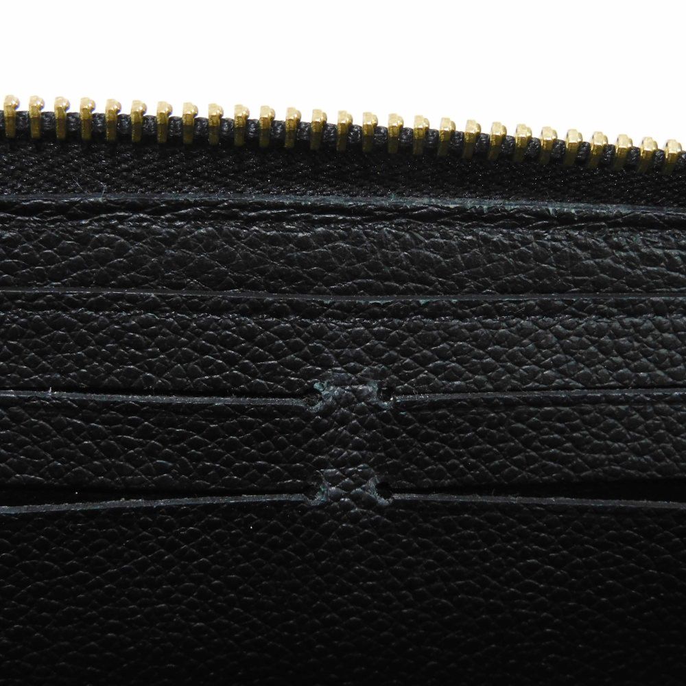 LOUIS VUITTON Long Wallet Purse M60171 Implant leather (monogram embossed) Noir LV Logo Black Zip Around Monogram Unplant Portefeuille Clemence unisex(Unisex) Used Authentic