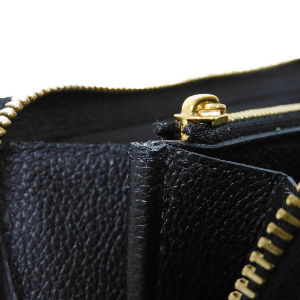 LOUIS VUITTON Long Wallet Purse M60171 Implant leather (monogram embossed) Noir LV Logo Black Zip Around Monogram Unplant Portefeuille Clemence unisex(Unisex) Used Authentic