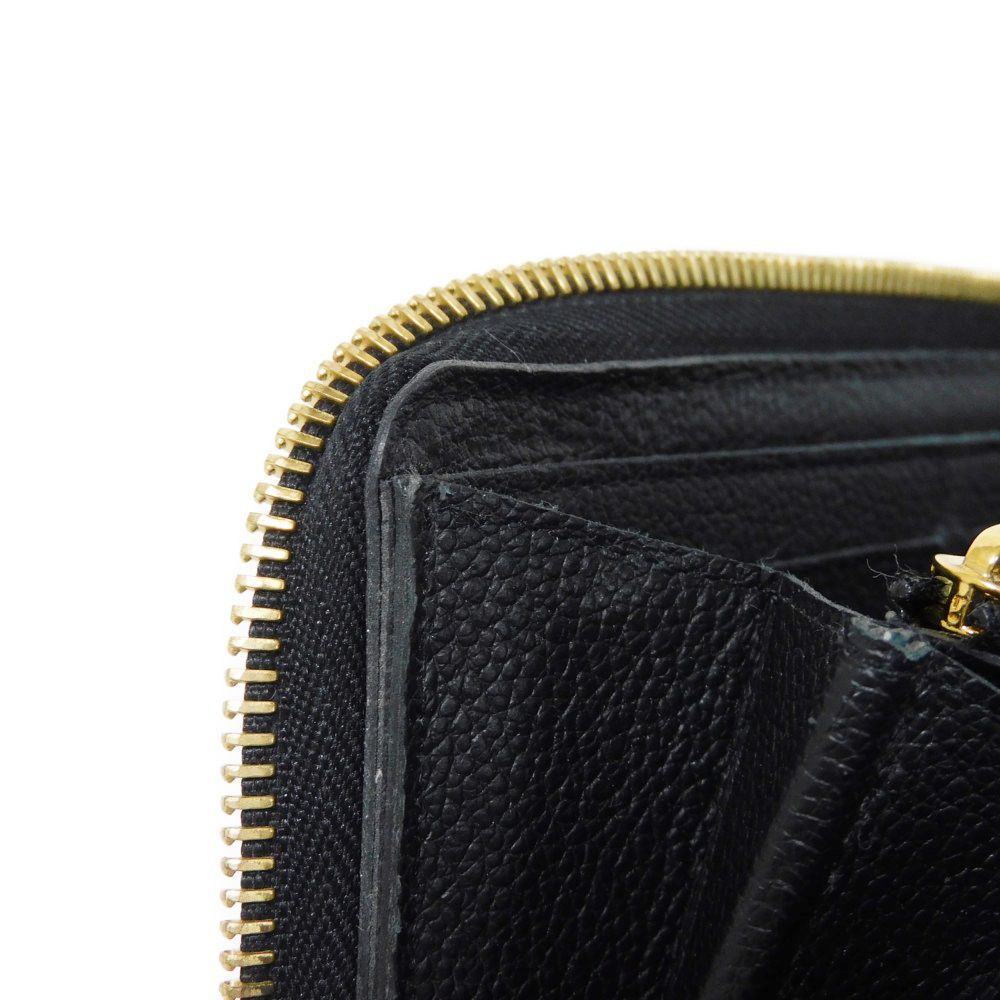 LOUIS VUITTON Long Wallet Purse M60171 Implant leather (monogram embossed) Noir LV Logo Black Zip Around Monogram Unplant Portefeuille Clemence unisex(Unisex) Used Authentic