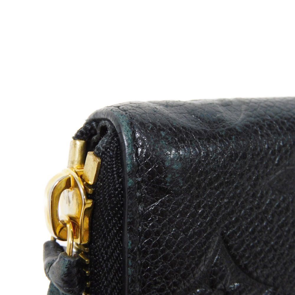 LOUIS VUITTON Long Wallet Purse M60171 Implant leather (monogram embossed) Noir LV Logo Black Zip Around Monogram Unplant Portefeuille Clemence unisex(Unisex) Used Authentic