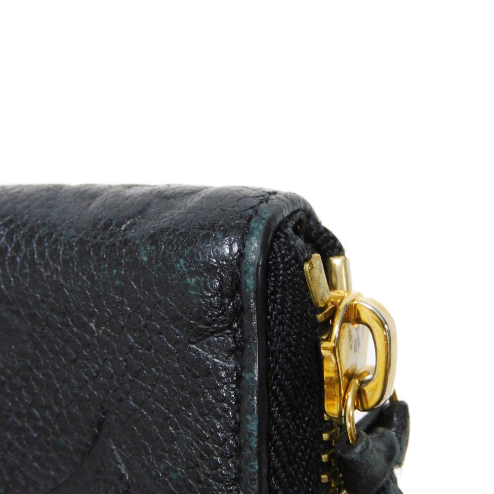 LOUIS VUITTON Long Wallet Purse M60171 Implant leather (monogram embossed) Noir LV Logo Black Zip Around Monogram Unplant Portefeuille Clemence unisex(Unisex) Used Authentic