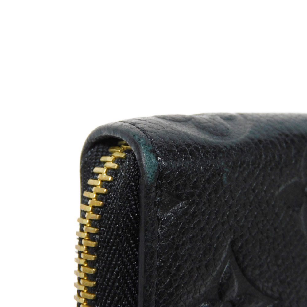 LOUIS VUITTON Long Wallet Purse M60171 Implant leather (monogram embossed) Noir LV Logo Black Zip Around Monogram Unplant Portefeuille Clemence unisex(Unisex) Used Authentic