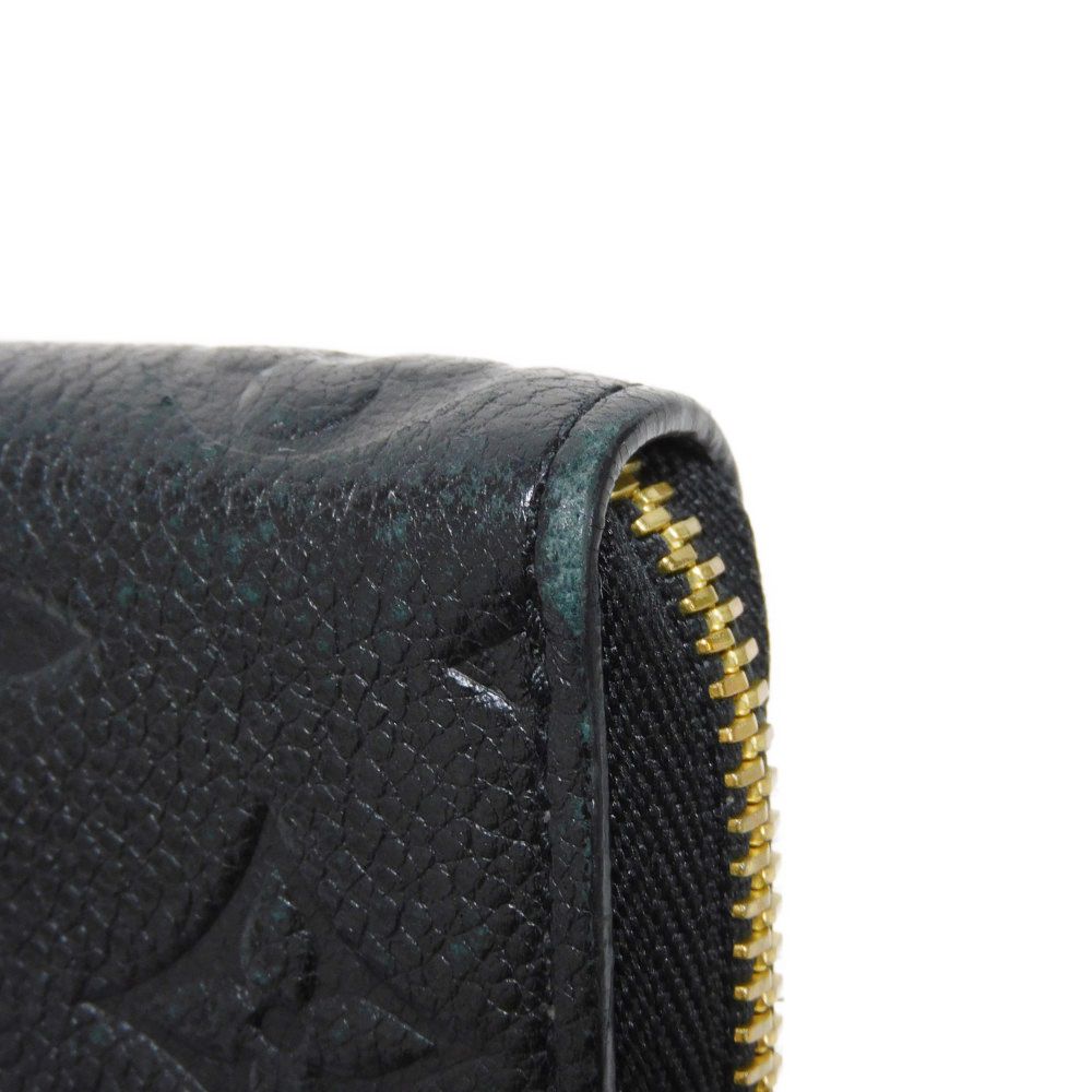 LOUIS VUITTON Long Wallet Purse M60171 Implant leather (monogram embossed) Noir LV Logo Black Zip Around Monogram Unplant Portefeuille Clemence unisex(Unisex) Used Authentic