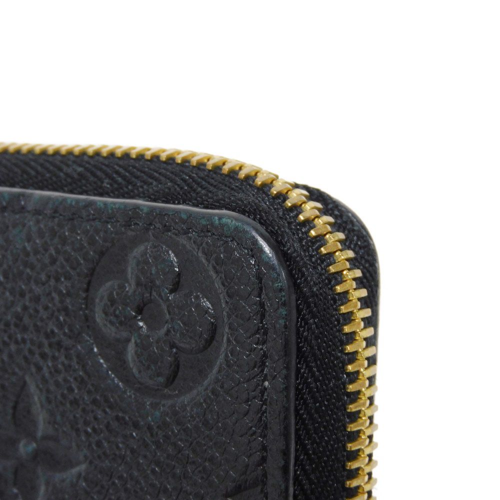 LOUIS VUITTON Long Wallet Purse M60171 Implant leather (monogram embossed) Noir LV Logo Black Zip Around Monogram Unplant Portefeuille Clemence unisex(Unisex) Used Authentic