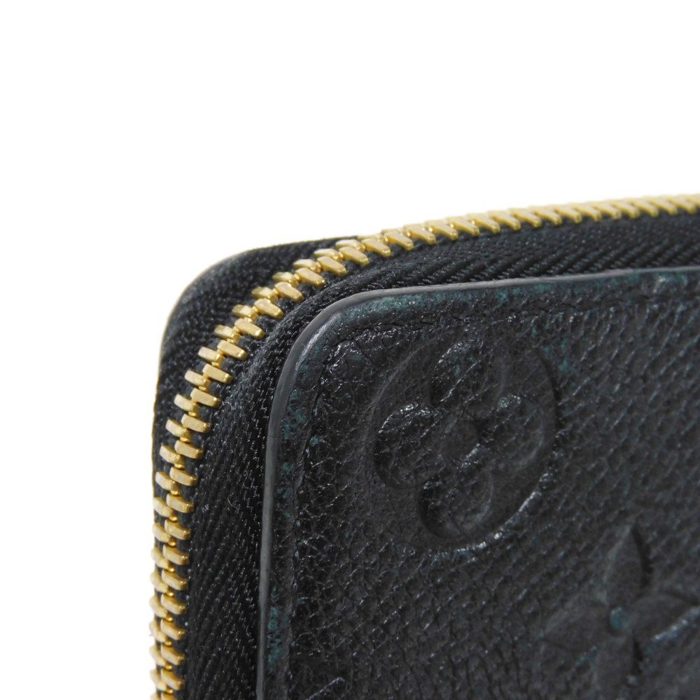 LOUIS VUITTON Long Wallet Purse M60171 Implant leather (monogram embossed) Noir LV Logo Black Zip Around Monogram Unplant Portefeuille Clemence unisex(Unisex) Used Authentic