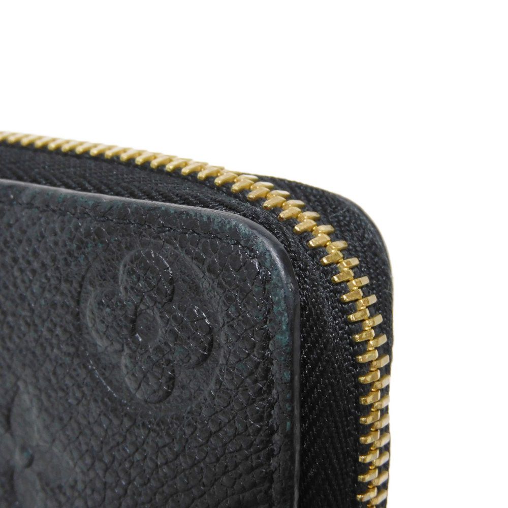 LOUIS VUITTON Long Wallet Purse M60171 Implant leather (monogram embossed) Noir LV Logo Black Zip Around Monogram Unplant Portefeuille Clemence unisex(Unisex) Used Authentic