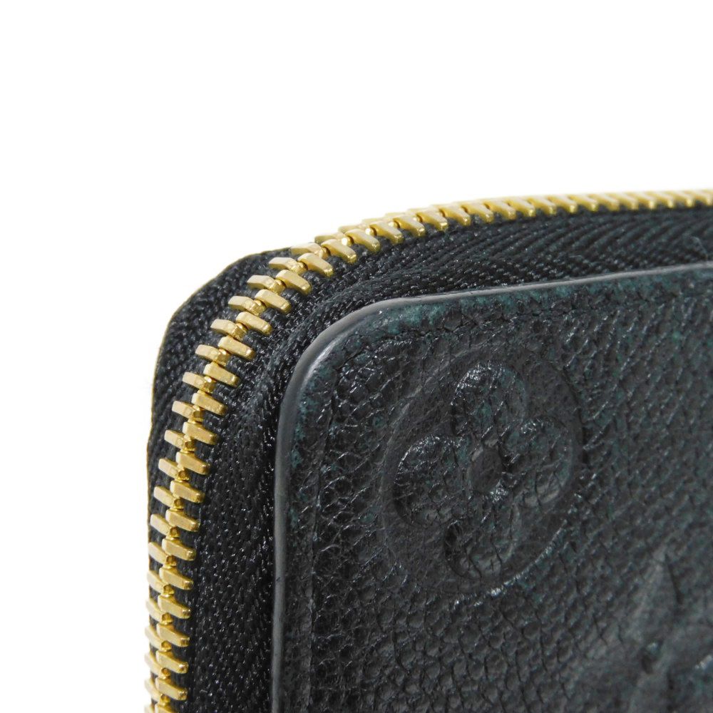 LOUIS VUITTON Long Wallet Purse M60171 Implant leather (monogram embossed) Noir LV Logo Black Zip Around Monogram Unplant Portefeuille Clemence unisex(Unisex) Used Authentic