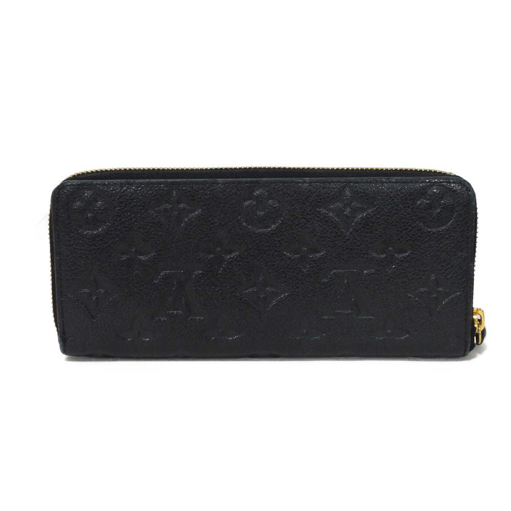 LOUIS VUITTON Long Wallet Purse M60171 Implant leather (monogram embossed) Noir LV Logo Black Zip Around Monogram Unplant Portefeuille Clemence unisex(Unisex) Used Authentic
