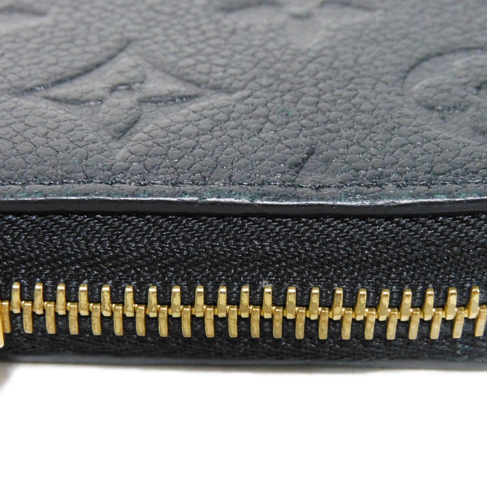 LOUIS VUITTON Long Wallet Purse M60171 Implant leather (monogram embossed) Noir LV Logo Black Zip Around Monogram Unplant Portefeuille Clemence unisex(Unisex) Used Authentic
