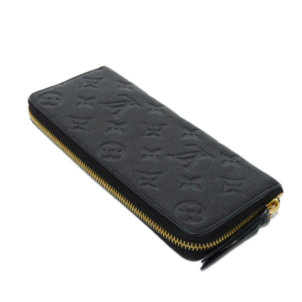 LOUIS VUITTON Long Wallet Purse M60171 Implant leather (monogram embossed) Noir LV Logo Black Zip Around Monogram Unplant Portefeuille Clemence unisex(Unisex) Used Authentic