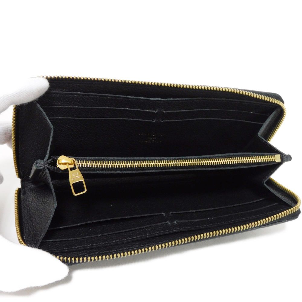 LOUIS VUITTON Long Wallet Purse M60171 Implant leather (monogram embossed) Noir LV Logo Black Zip Around Monogram Unplant Portefeuille Clemence unisex(Unisex) Used Authentic