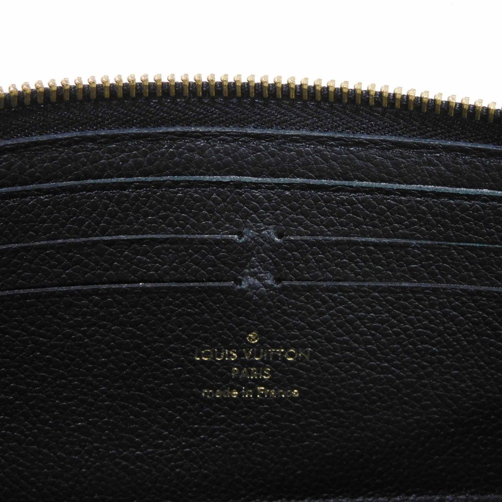 LOUIS VUITTON Long Wallet Purse M60171 Implant leather (monogram embossed) Noir LV Logo Black Zip Around Monogram Unplant Portefeuille Clemence unisex(Unisex) Used Authentic