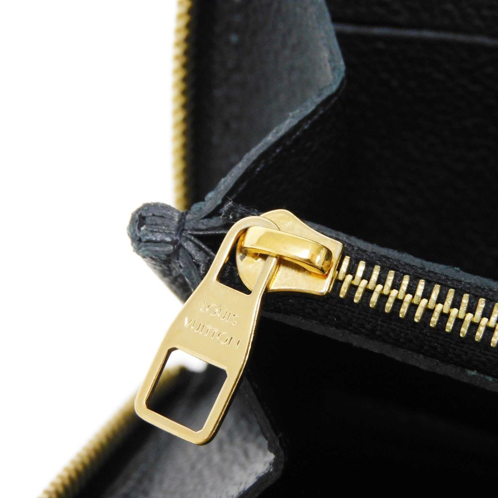 LOUIS VUITTON Long Wallet Purse M60171 Implant leather (monogram embossed) Noir LV Logo Black Zip Around Monogram Unplant Portefeuille Clemence unisex(Unisex) Used Authentic