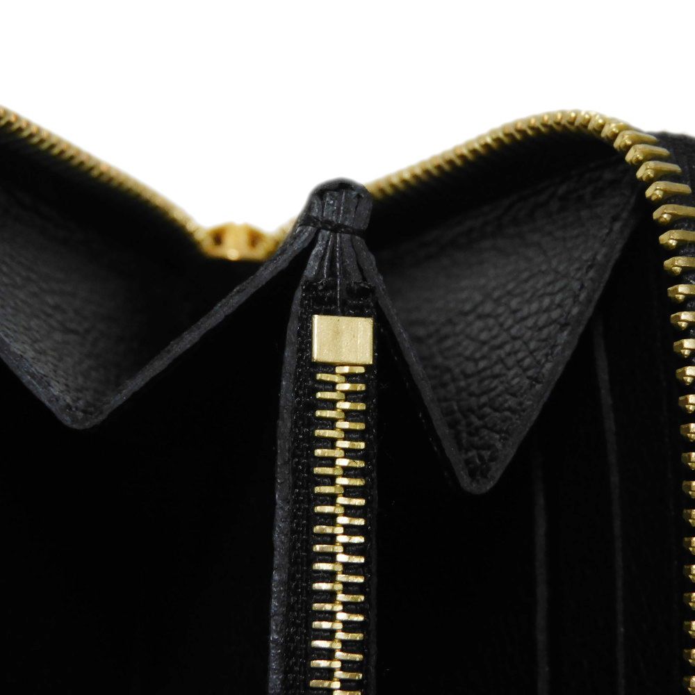 LOUIS VUITTON Long Wallet Purse M60171 Implant leather (monogram embossed) Noir LV Logo Black Zip Around Monogram Unplant Portefeuille Clemence unisex(Unisex) Used Authentic