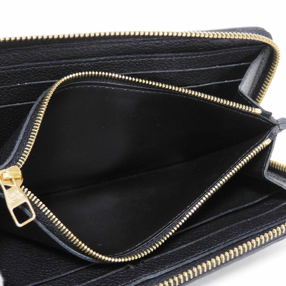 LOUIS VUITTON Long Wallet Purse M60171 Implant leather (monogram embossed) Noir LV Logo Black Zip Around Monogram Unplant Portefeuille Clemence unisex(Unisex) Used Authentic