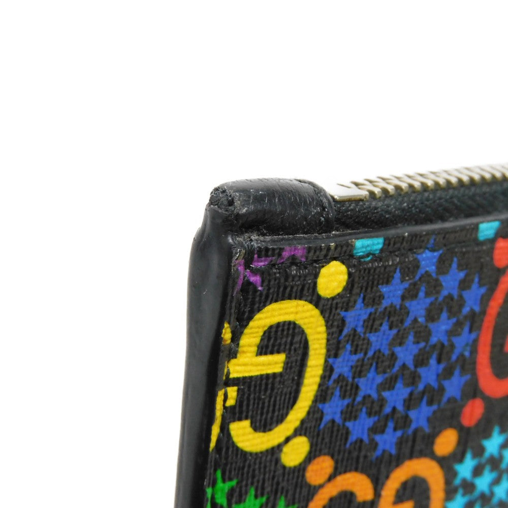 GUCCI Clutch bag 601087 H20BN 1058 GG psychedelic canvas x calf leather (embossed) multicolor Star Double G Black Handle Strap Business Bag GG Psychedelic Pouch mens Used Authentic