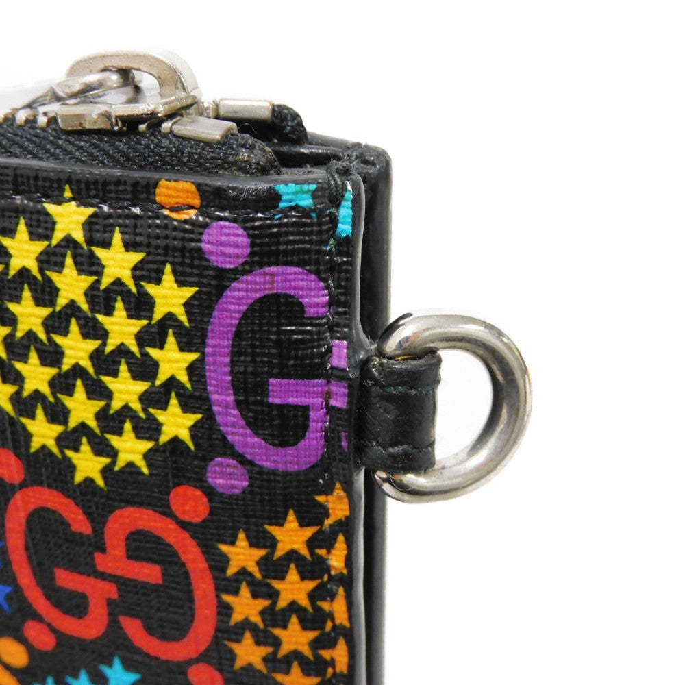 GUCCI Clutch bag 601087 H20BN 1058 GG psychedelic canvas x calf leather (embossed) multicolor Star Double G Black Handle Strap Business Bag GG Psychedelic Pouch mens Used Authentic