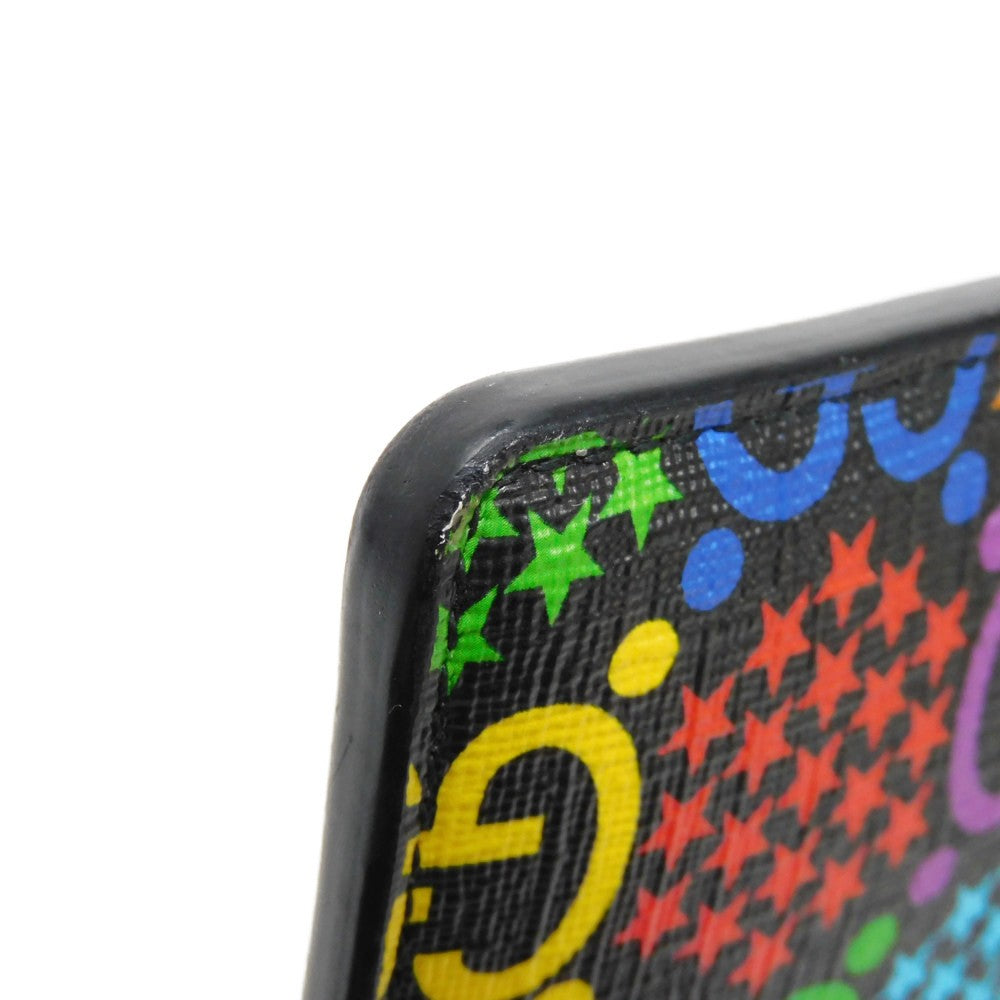 GUCCI Clutch bag 601087 H20BN 1058 GG psychedelic canvas x calf leather (embossed) multicolor Star Double G Black Handle Strap Business Bag GG Psychedelic Pouch mens Used Authentic