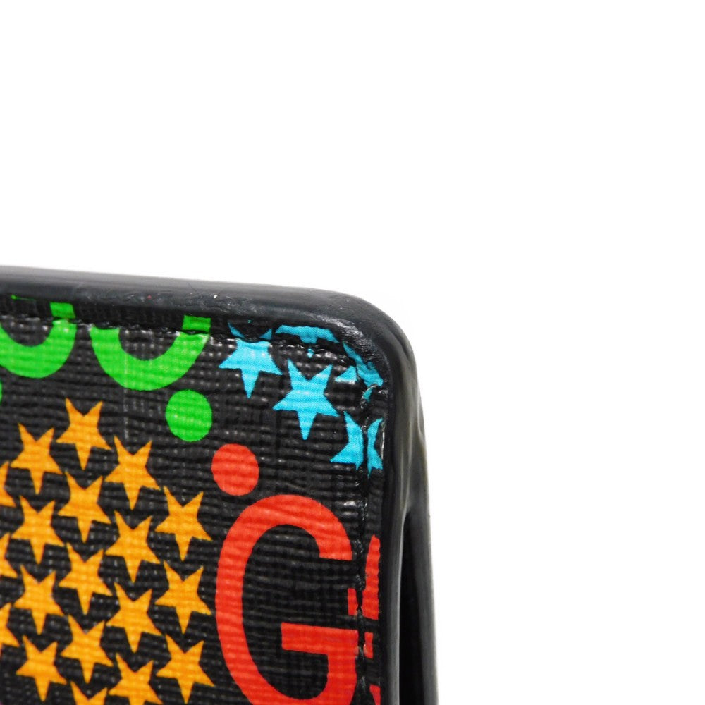 GUCCI Clutch bag 601087 H20BN 1058 GG psychedelic canvas x calf leather (embossed) multicolor Star Double G Black Handle Strap Business Bag GG Psychedelic Pouch mens Used Authentic
