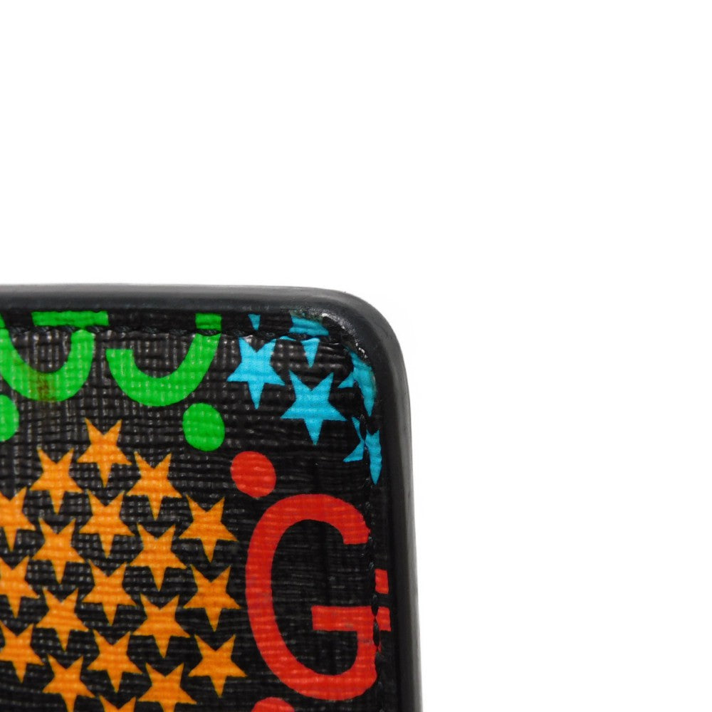 GUCCI Clutch bag 601087 H20BN 1058 GG psychedelic canvas x calf leather (embossed) multicolor Star Double G Black Handle Strap Business Bag GG Psychedelic Pouch mens Used Authentic