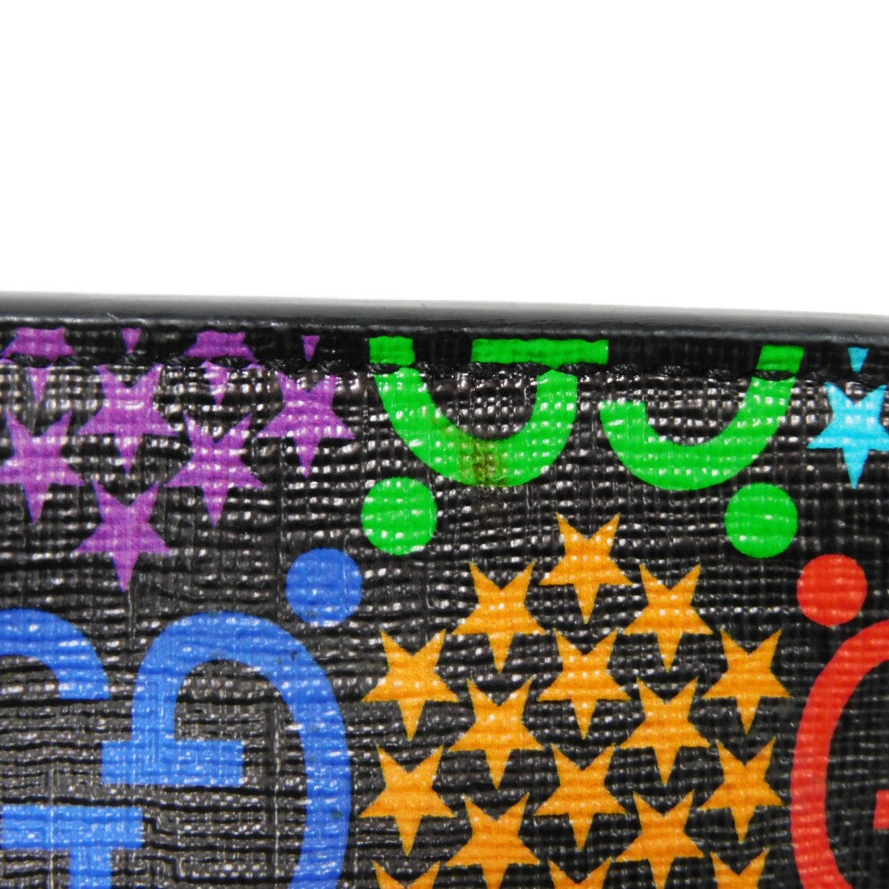 GUCCI Clutch bag 601087 H20BN 1058 GG psychedelic canvas x calf leather (embossed) multicolor Star Double G Black Handle Strap Business Bag GG Psychedelic Pouch mens Used Authentic
