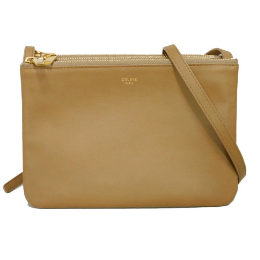 CELINE Shoulder Bag 187603BEB.02BA Smooth lambskin Light camel Foil-stamped brown lambskin crossbody 3-piece pouch New logo Trio Small Women(Unisex) Used Authentic