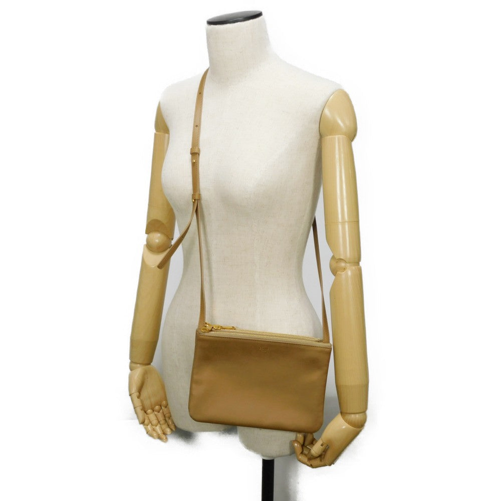CELINE Shoulder Bag 187603BEB.02BA Smooth lambskin Light camel Foil-stamped brown lambskin crossbody 3-piece pouch New logo Trio Small Women(Unisex) Used Authentic