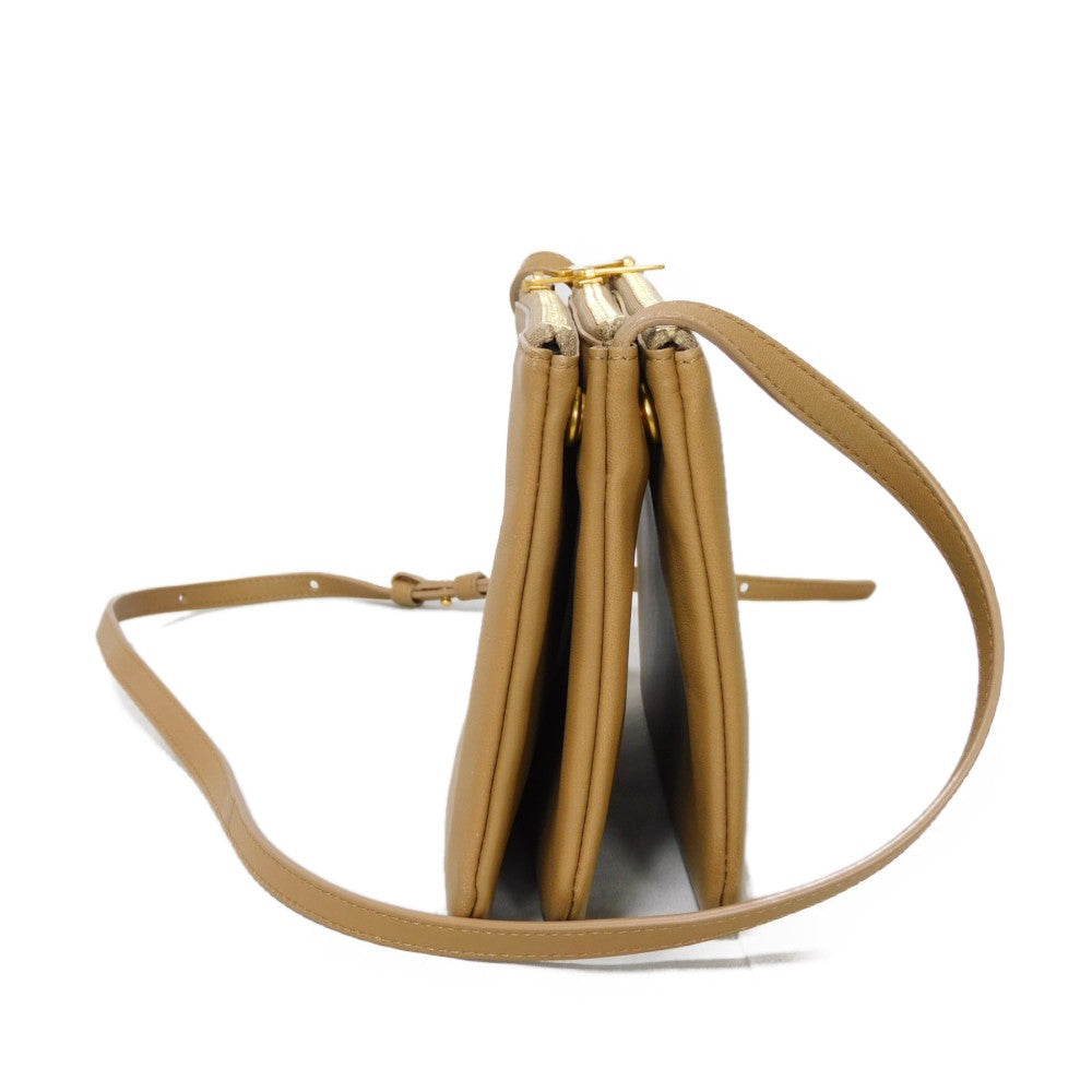 CELINE Shoulder Bag 187603BEB.02BA Smooth lambskin Light camel Foil-stamped brown lambskin crossbody 3-piece pouch New logo Trio Small Women(Unisex) Used Authentic