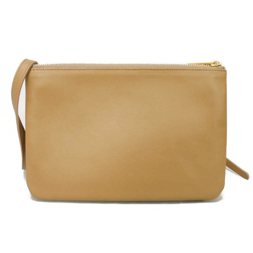 CELINE Shoulder Bag 187603BEB.02BA Smooth lambskin Light camel Foil-stamped brown lambskin crossbody 3-piece pouch New logo Trio Small Women(Unisex) Used Authentic