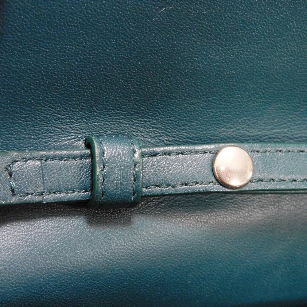 CELINE Shoulder Bag 107773 Smooth lambskin Light blue x dark green ChainShoulder Bag 2WAY Clutch Bag Old logo FRAME Evening Chain Wallet Women Used Authentic