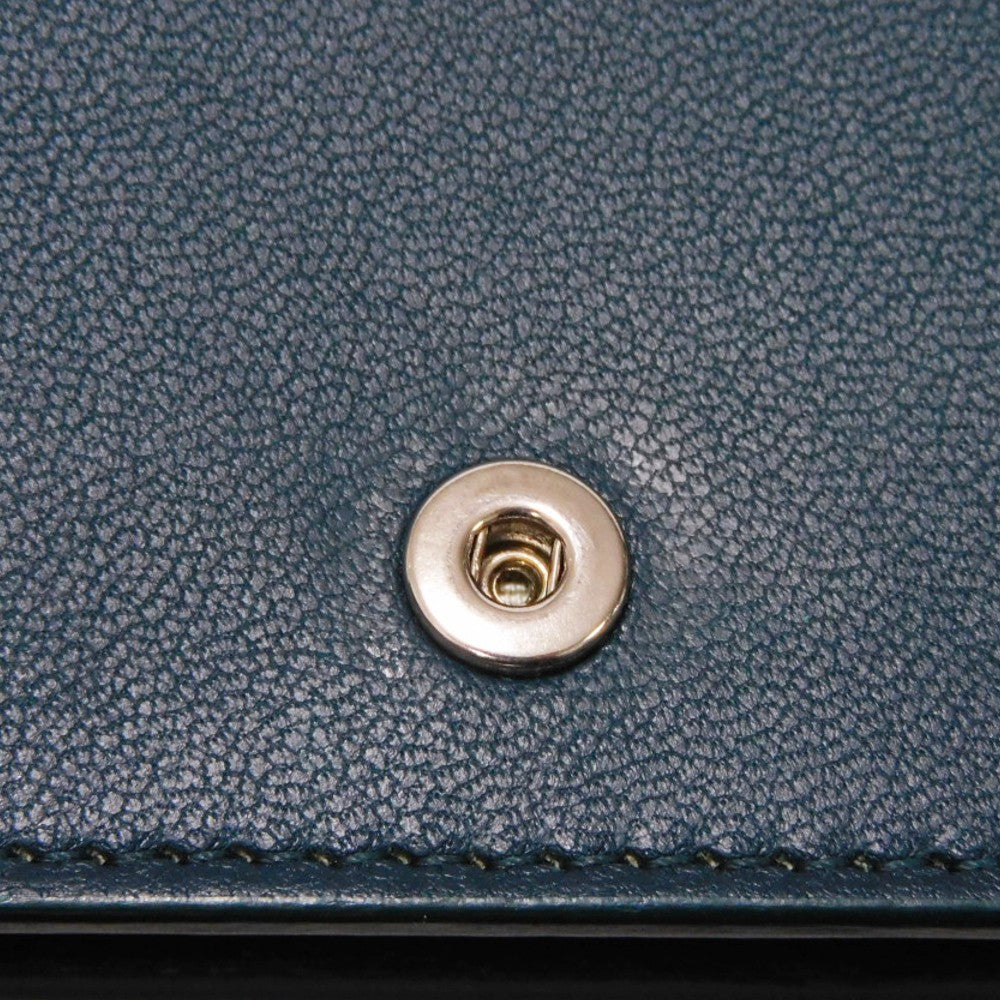 CELINE Shoulder Bag 107773 Smooth lambskin Light blue x dark green ChainShoulder Bag 2WAY Clutch Bag Old logo FRAME Evening Chain Wallet Women Used Authentic