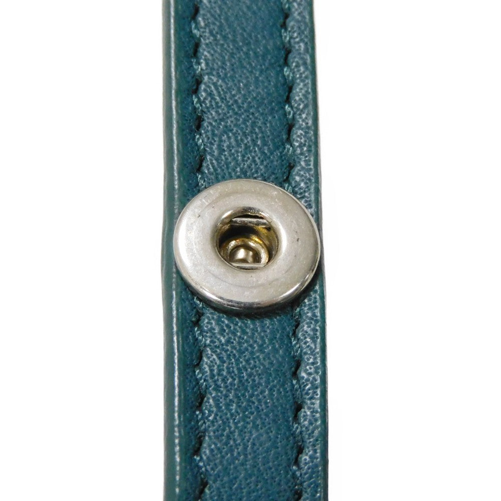 CELINE Shoulder Bag 107773 Smooth lambskin Light blue x dark green ChainShoulder Bag 2WAY Clutch Bag Old logo FRAME Evening Chain Wallet Women Used Authentic