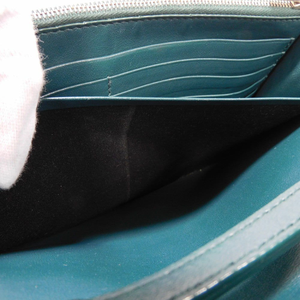 CELINE Shoulder Bag 107773 Smooth lambskin Light blue x dark green ChainShoulder Bag 2WAY Clutch Bag Old logo FRAME Evening Chain Wallet Women Used Authentic