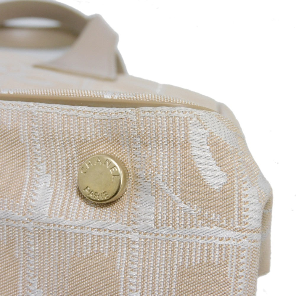CHANEL Tote Bag A20457 Nylon jacquard x calfskin beige CC Mark Nylon Jacquard Calfskin 8th Series COCO Mark New Travel Line Tote PM unisex(Unisex) Used Authentic