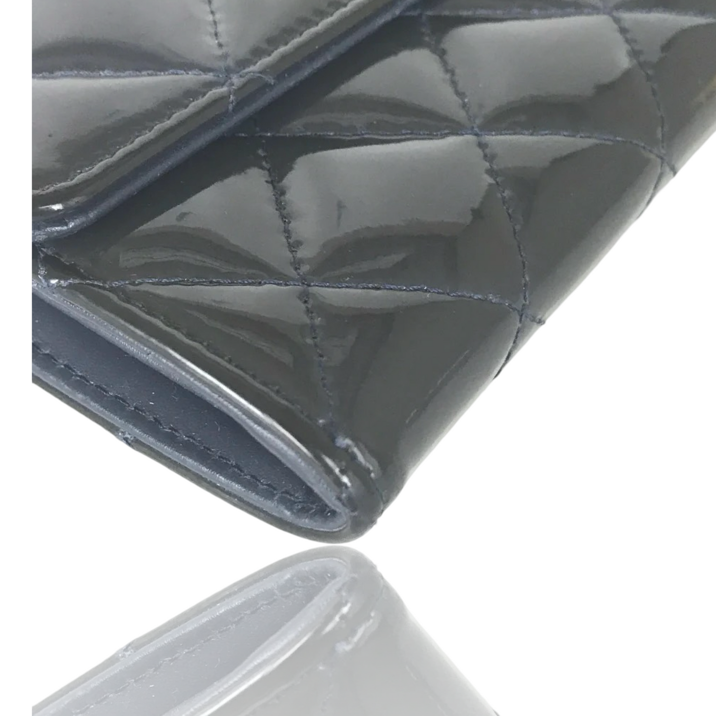 CHANEL PATENT MATELASSE QUILTED WALLET