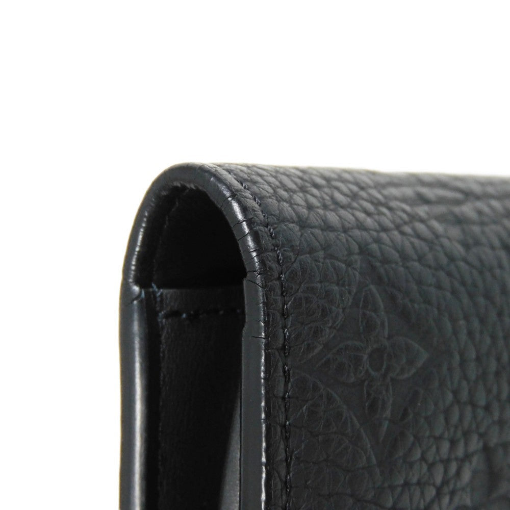 LOUIS VUITTON Long Wallet Purse M69038 Taurillon Clemence leather (monogram embossed) Noir New Bifold Wallet Long Wallet Purse Black Current RFID IC Chip Monogram Taurillon Clemence Portefeuille Braza mens Used Authentic