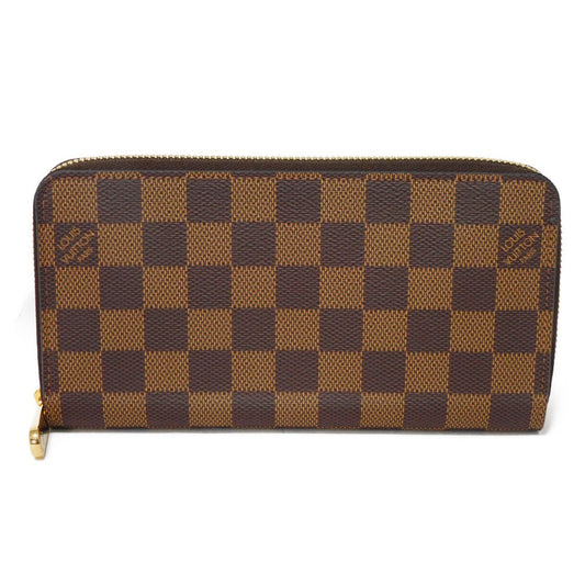 LOUIS VUITTON Long Wallet Purse N60046 Damier canvas x grain leather Rose valerine Good condition logo brown pink new Zip Around Damier Zippy wallet Women Used Authentic