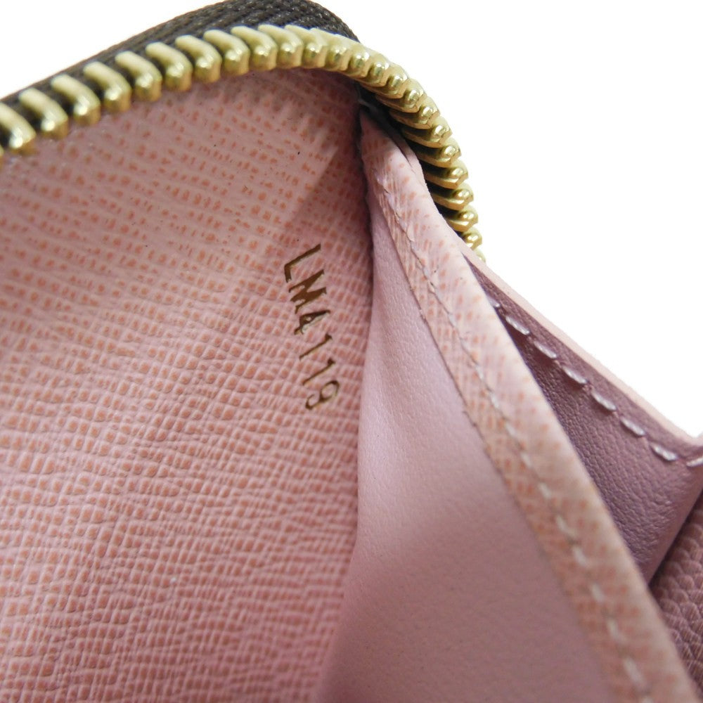 LOUIS VUITTON Long Wallet Purse N60046 Damier canvas x grain leather Rose valerine Good condition logo brown pink new Zip Around Damier Zippy wallet Women Used Authentic