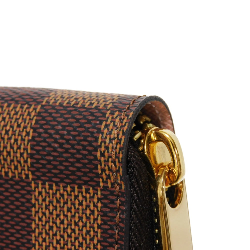 LOUIS VUITTON Long Wallet Purse N60046 Damier canvas x grain leather Rose valerine Good condition logo brown pink new Zip Around Damier Zippy wallet Women Used Authentic