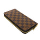LOUIS VUITTON Long Wallet Purse N60046 Damier canvas x grain leather Rose valerine Good condition logo brown pink new Zip Around Damier Zippy wallet Women Used Authentic