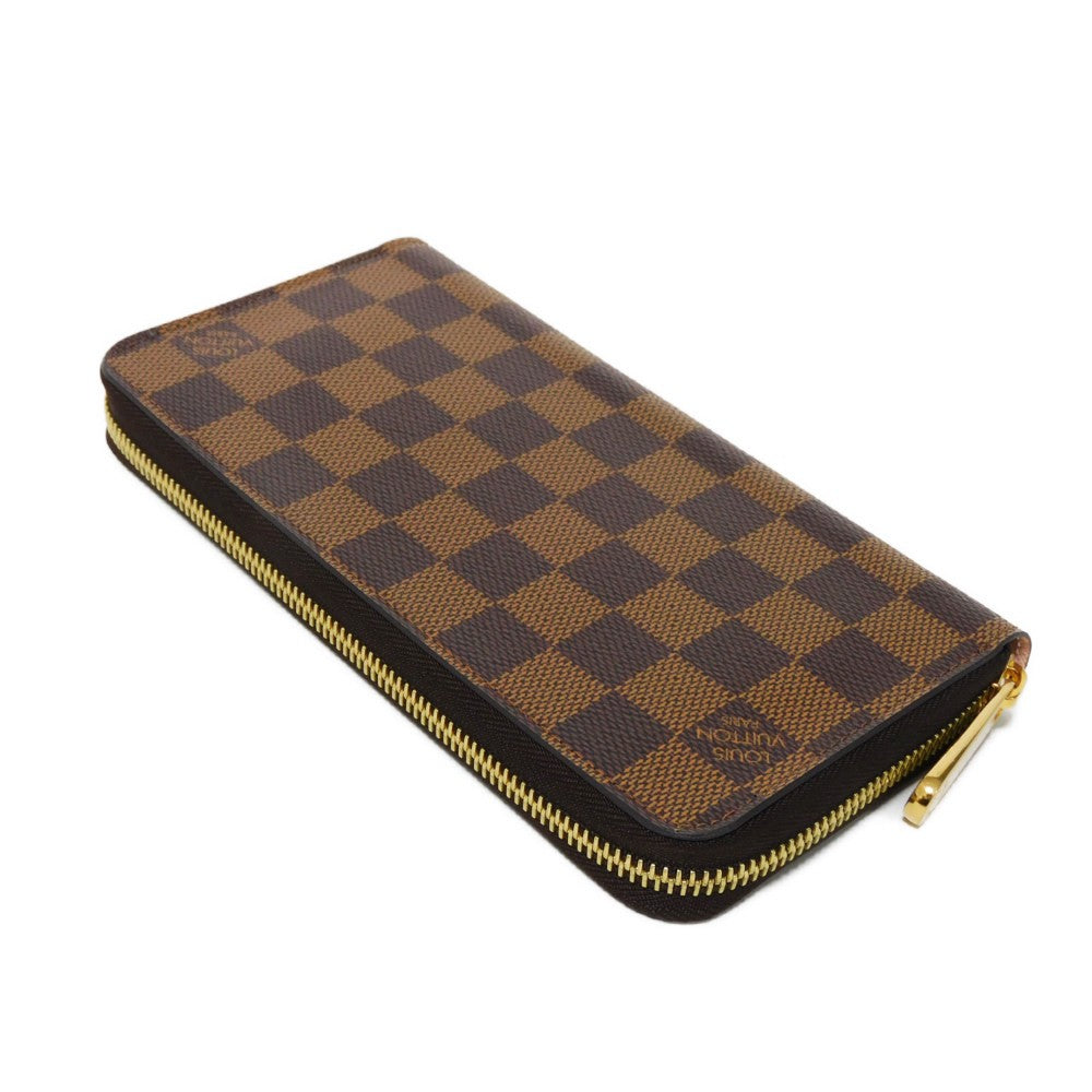 LOUIS VUITTON Long Wallet Purse N60046 Damier canvas x grain leather Rose valerine Good condition logo brown pink new Zip Around Damier Zippy wallet Women Used Authentic
