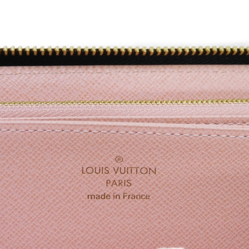 LOUIS VUITTON Long Wallet Purse N60046 Damier canvas x grain leather Rose valerine Good condition logo brown pink new Zip Around Damier Zippy wallet Women Used Authentic