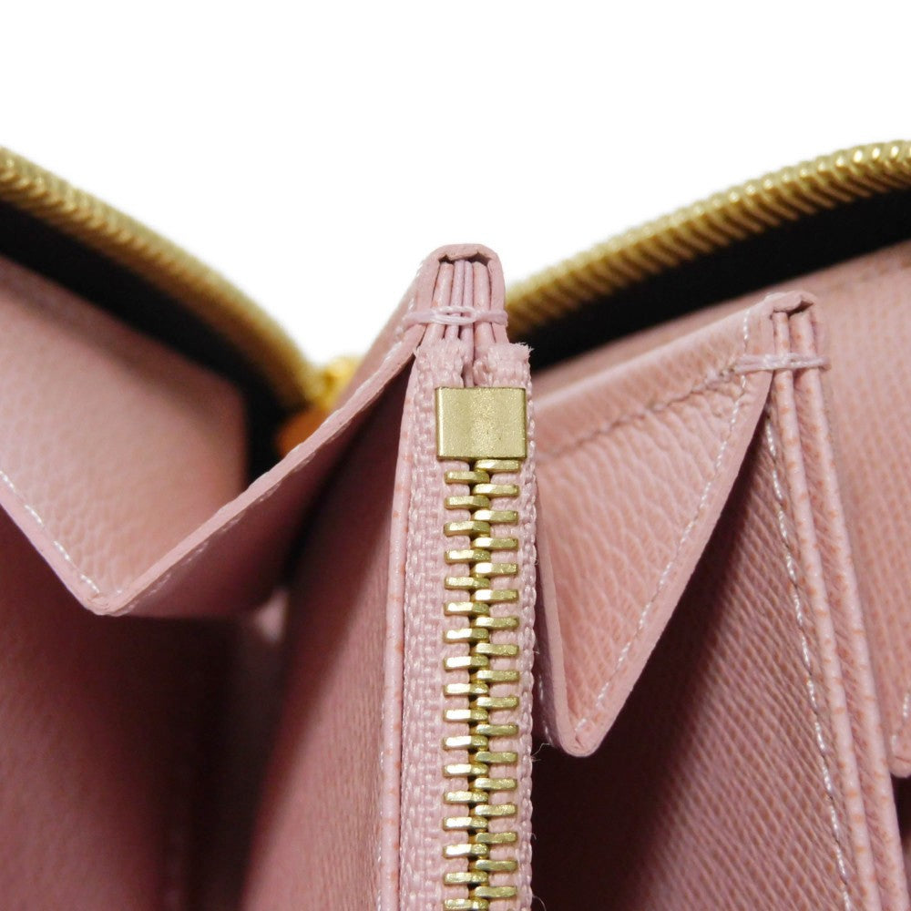 LOUIS VUITTON Long Wallet Purse N60046 Damier canvas x grain leather Rose valerine Good condition logo brown pink new Zip Around Damier Zippy wallet Women Used Authentic