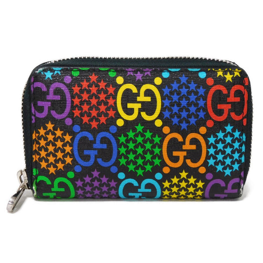 GUCCI Coin case 601095 H20BN 1058 GG psychedelic canvas x calf leather (embossed) multicolor Zip Around GG psychedelic compact zip around wallet mens Used Authentic