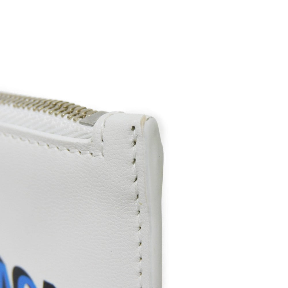 BALENCIAGA Coin case 594548 1I373 9064  Smooth scarf skin white New logo Cash Card Case Strap mens(Unisex) Used Authentic
