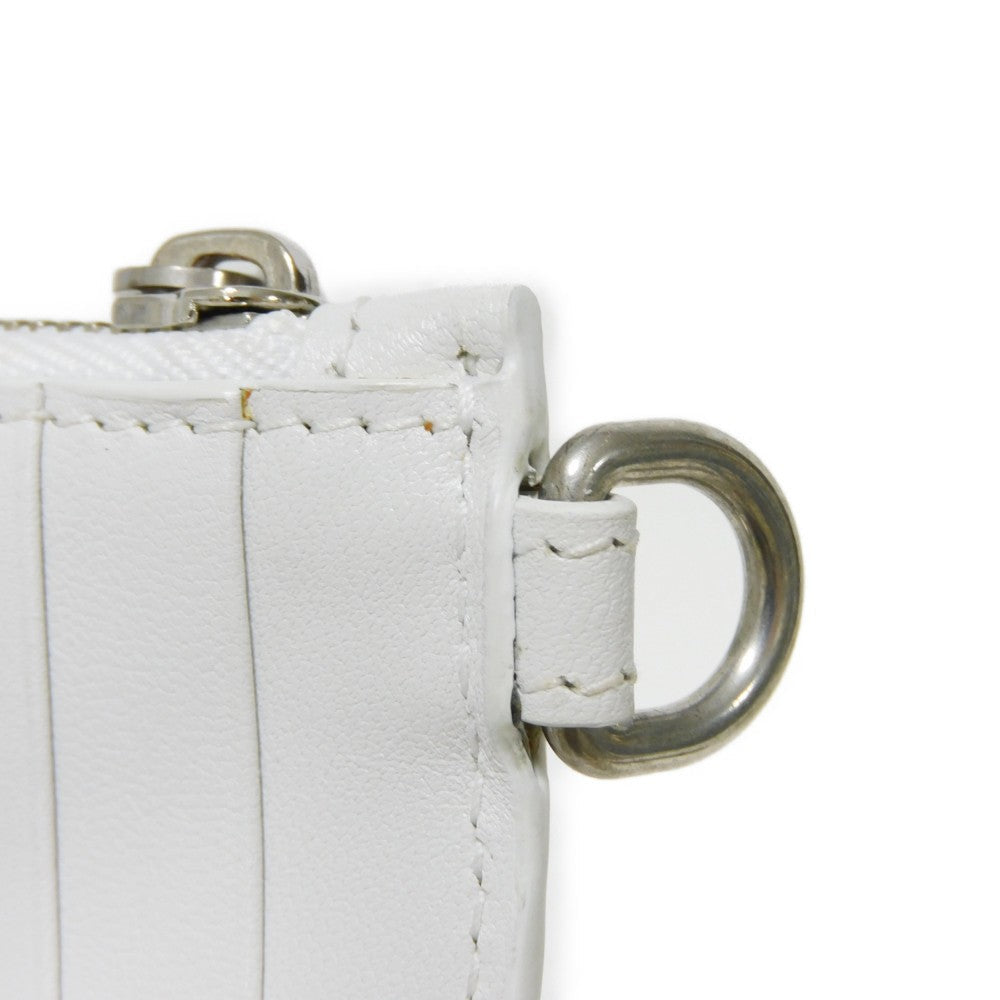 BALENCIAGA Coin case 594548 1I373 9064  Smooth scarf skin white New logo Cash Card Case Strap mens(Unisex) Used Authentic