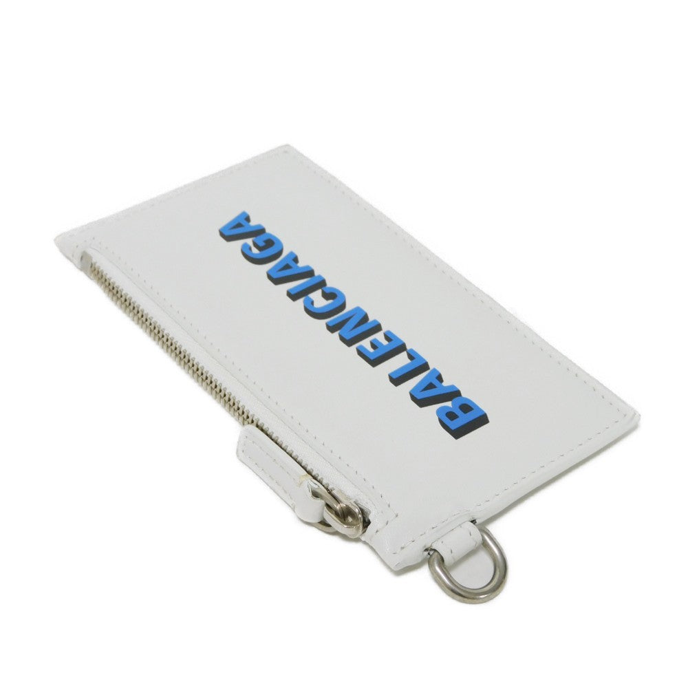BALENCIAGA Coin case 594548 1I373 9064  Smooth scarf skin white New logo Cash Card Case Strap mens(Unisex) Used Authentic