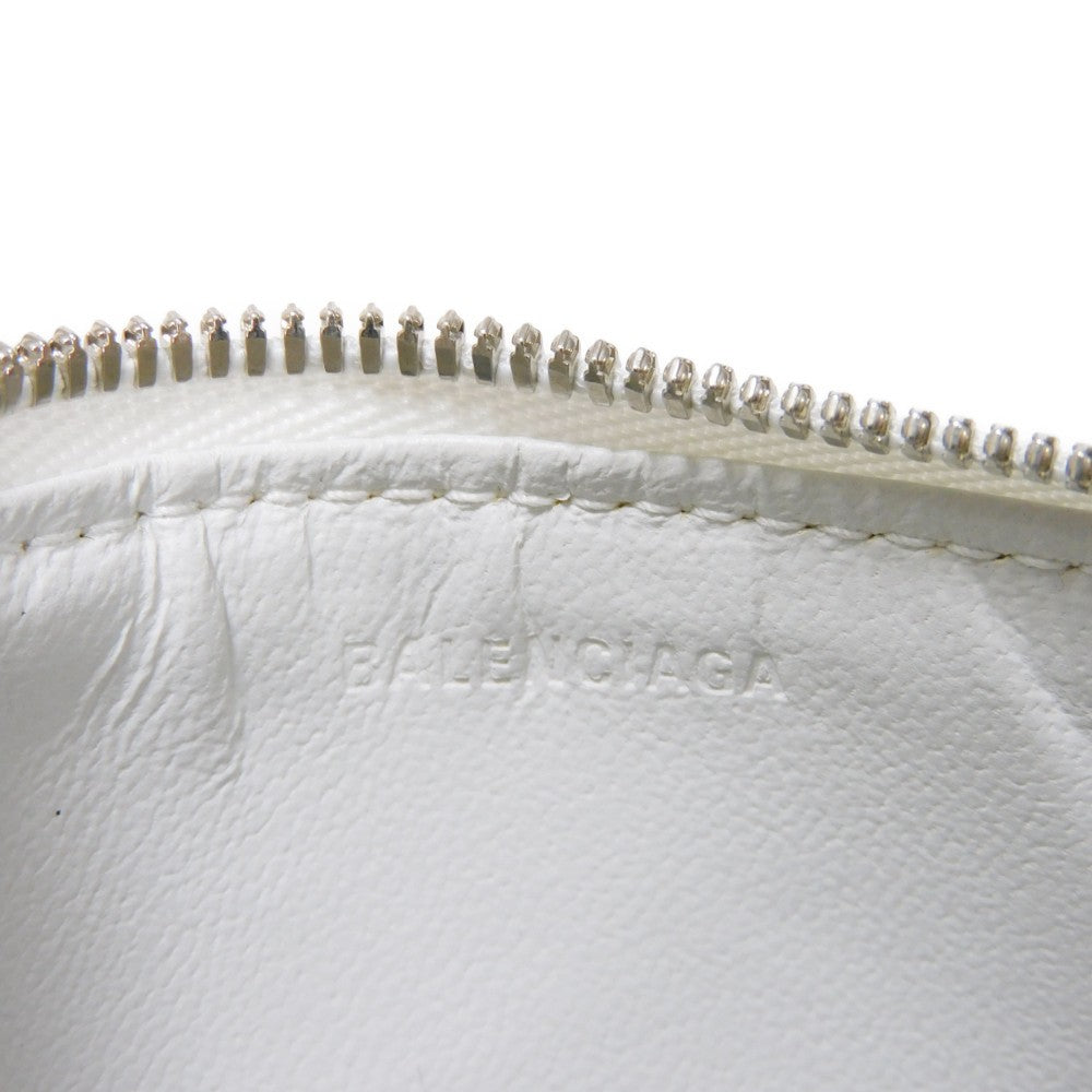 BALENCIAGA Coin case 594548 1I373 9064  Smooth scarf skin white New logo Cash Card Case Strap mens(Unisex) Used Authentic