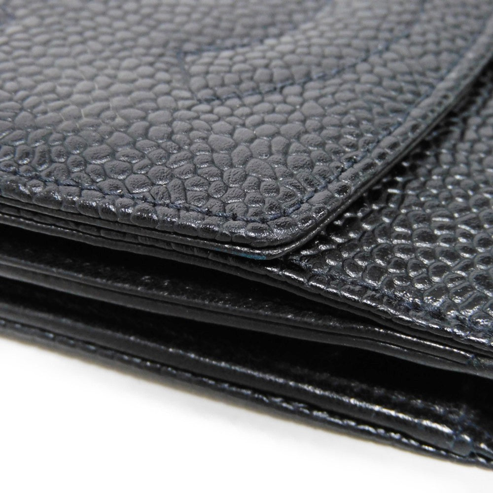 CHANEL Bifold Wallet A01427 Caviar skin black COCO Mark 4th Series Vintage Big Coco Small flap wallet unisex(Unisex) Used Authentic