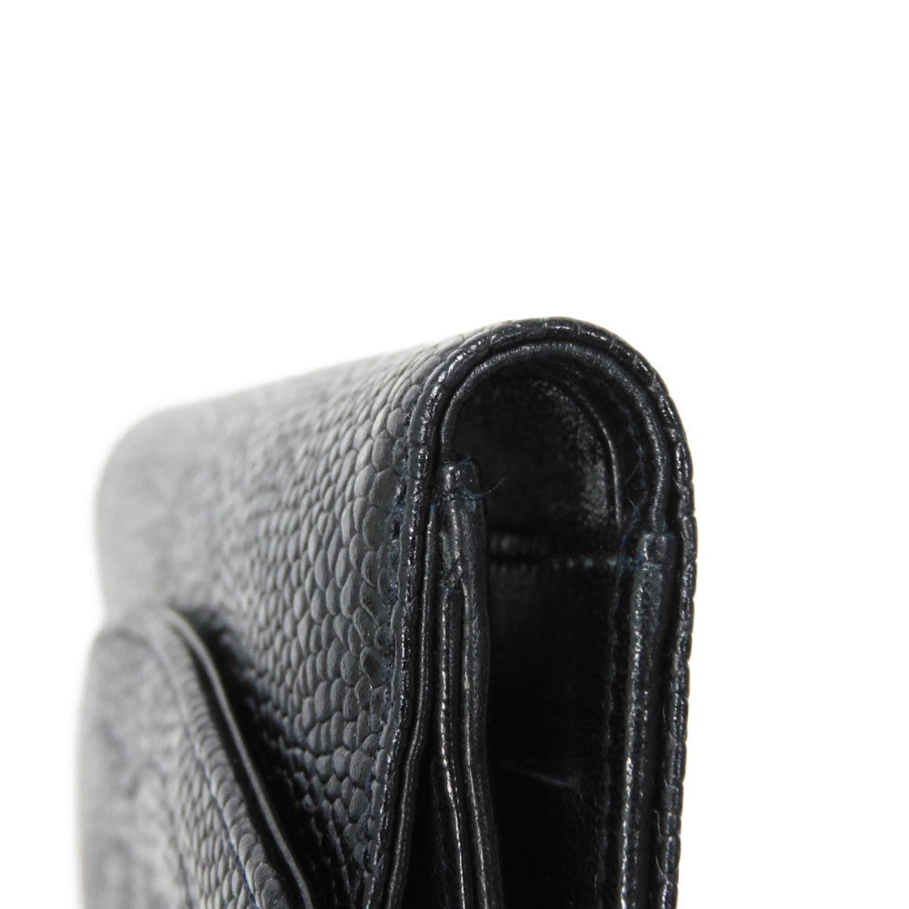 CHANEL Bifold Wallet A01427 Caviar skin black COCO Mark 4th Series Vintage Big Coco Small flap wallet unisex(Unisex) Used Authentic